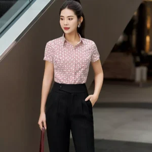 Áo sơ mi cổ đức họa tiết nhỏ thanh lịch