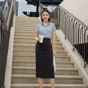 Áo sơ mi cổ đức họa tiết nhỏ thanh lịch