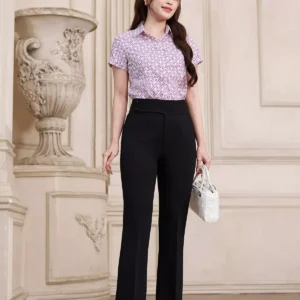 Áo sơ mi cổ đức họa tiết nhỏ thanh lịch