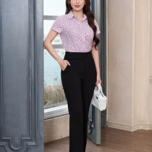 Áo sơ mi cổ đức họa tiết nhỏ thanh lịch