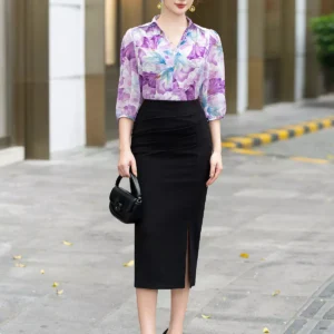 Ao so mi co cach dieu tay lo hoa tiet