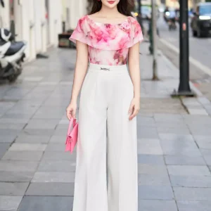 Sơ mi trễ vai tơ Hàn LF4SM05