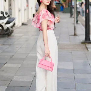 Sơ mi trễ vai tơ Hàn LF4SM05