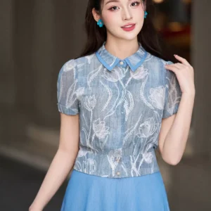 Áo Sơ Mi Nữ Luperi Họa Tiết Mềm Mát