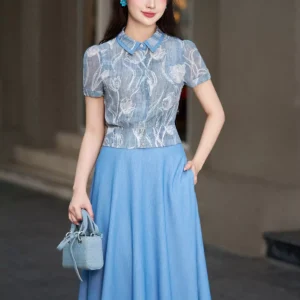 Áo Sơ Mi Nữ Luperi Họa Tiết Mềm Mát