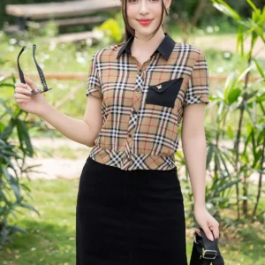 Ao so mi nu LUPERI tay ngan mem mat