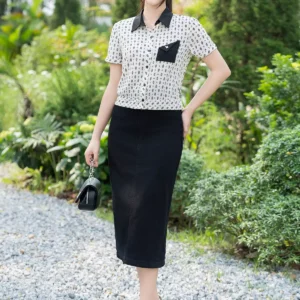 Ao so mi nu LUPERI tay ngan mem mat