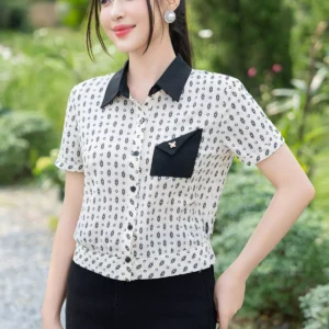 Ao so mi nu LUPERI tay ngan mem mat