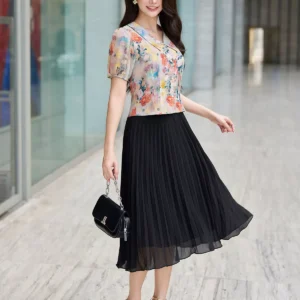 áo sơ mi lụa nhật tay bồng công sở