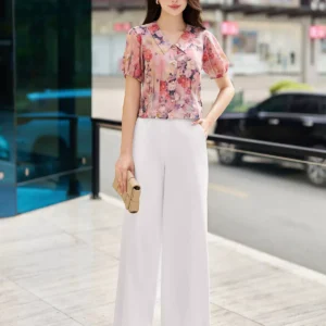 áo sơ mi lụa nhật tay bồng công sở