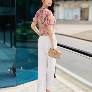 áo sơ mi lụa nhật tay bồng công sở