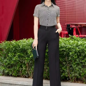 Áo sơ mi nữ LUPERI họa tiết tay ngắn mềm mát