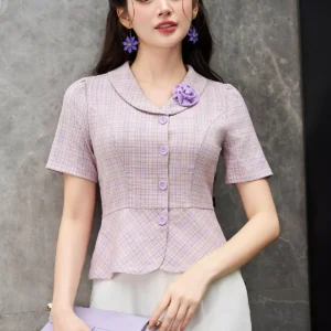 Áo Sơ Mi Kẻ Peplum LFSM1252
