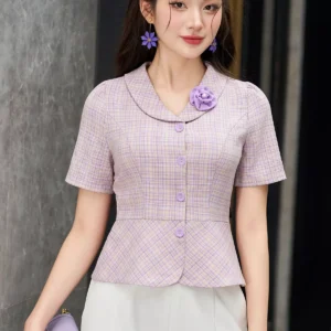 Áo Sơ Mi Kẻ Peplum LFSM1252