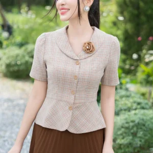 Áo Sơ Mi Kẻ Peplum LFSM1252