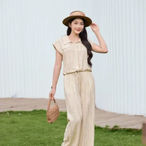 Set Đũi Kẻ Sơ Mi Quần Suông