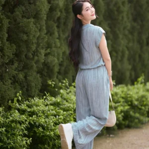 Set Đũi Kẻ Sơ Mi Quần Suông