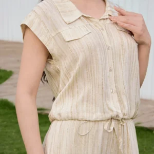 Set Đũi Kẻ Sơ Mi Quần Suông