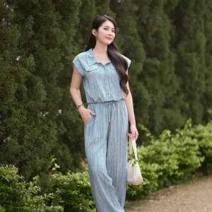 Set Đũi Kẻ Sơ Mi Quần Suông