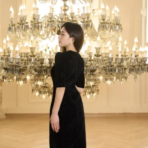 Váy nhung dự tiệc LUPERI ánh kim