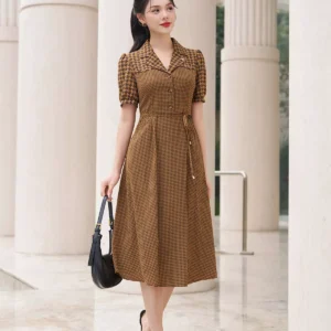 Đầm Luperi zic zac cổ vest