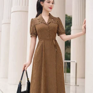 Đầm Luperi zic zac cổ vest