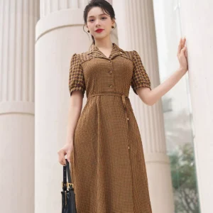 Đầm Luperi zic zac cổ vest