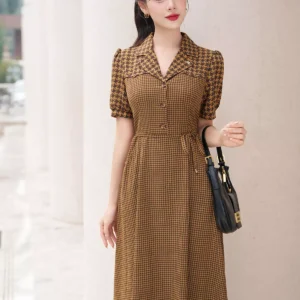 Đầm Luperi zic zac cổ vest