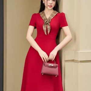 Đầm xòe công sở LFV3335 nơ cổ