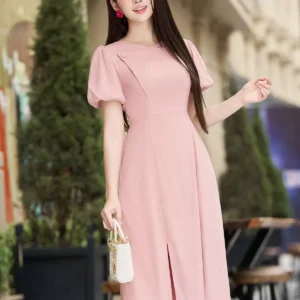 Váy công sở dáng A tay phồng