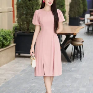 Váy công sở dáng A tay phồng