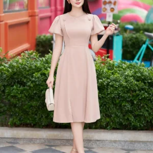 Váy công sở dáng A tay phồng