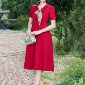 Váy công sở LFV3334 dáng A cổ nơ