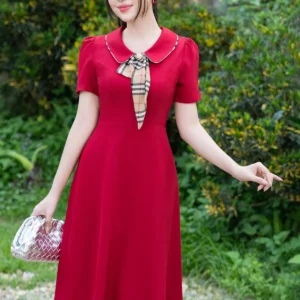 Váy công sở LFV3334 dáng A cổ nơ