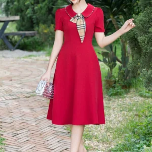 Váy công sở LFV3334 dáng A cổ nơ