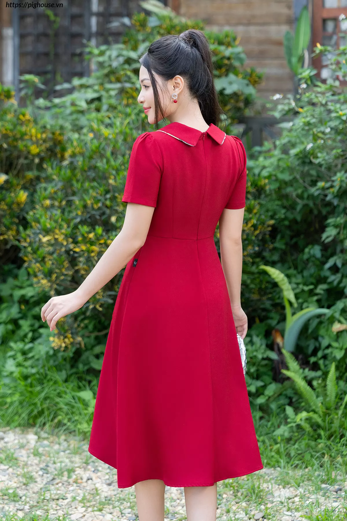 Váy công sở LFV3334 dáng A cổ nơ