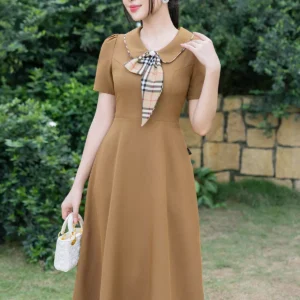 Váy công sở LFV3334 dáng A cổ nơ