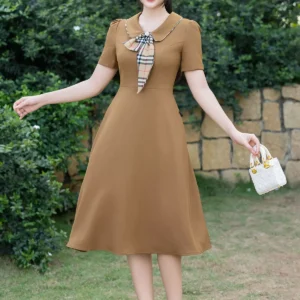 Váy công sở LFV3334 dáng A cổ nơ