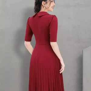 Đầm công sở cổ vest xếp ly LFV3329