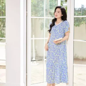 Đầm lanh hoa nhí dáng A đuôi cá Cardina