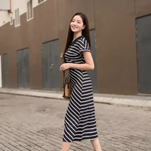 Đầm Cotton Zip Kẻ Cổ Đức Cardina