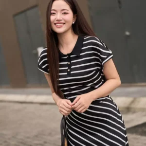 Đầm Cotton Zip Kẻ Cổ Đức Cardina