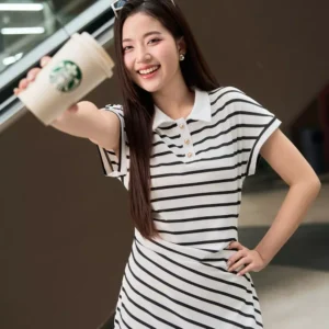 Đầm Cotton Zip Kẻ Cổ Đức Cardina