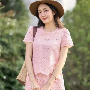 Bộ Thô Nữ Cổ Tròn Quần Đùi