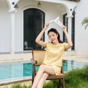 Đồ Bộ Thô Hoa Nhí Tay Bồng Mặc Nhà