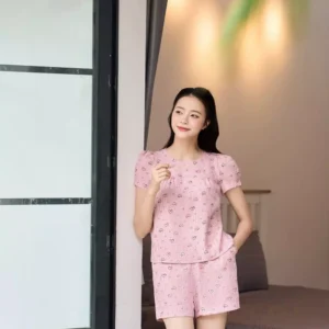 Đồ Bộ Thô Hoa Nhí Tay Bồng Mặc Nhà