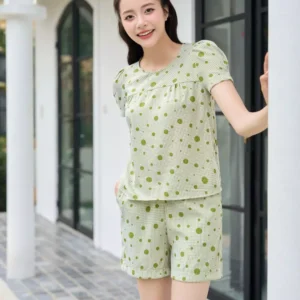 Đồ Bộ Thô Hoa Nhí Tay Bồng Mặc Nhà