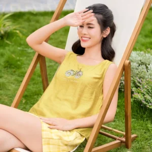 Bộ Đồ Mặc Nhà Đũi Bamboo Quần Kẻ Thoáng Mát