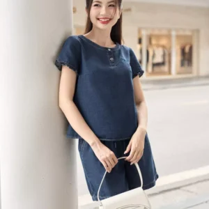 Đồ Bộ Mặc Nhà Quần Đùi Bò Giấy