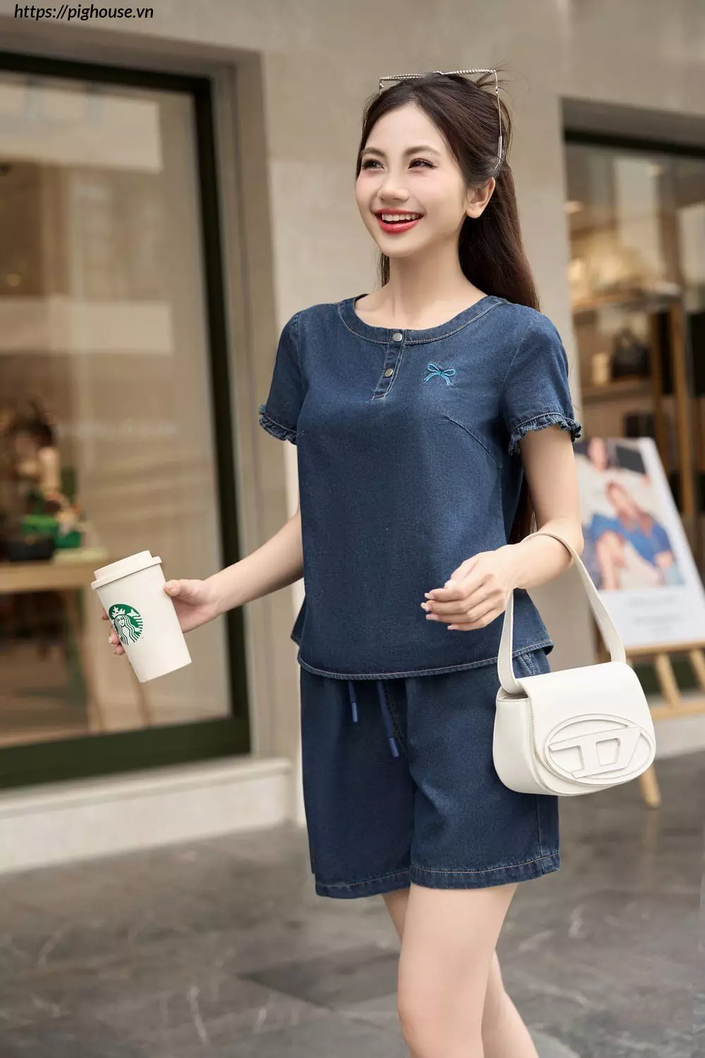 Đồ Bộ Mặc Nhà Quần Đùi Bò Giấy